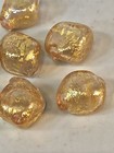 7 Vintage Venetian Murano Gold Glass Cube Beads W  24k Gold Foil 15mm