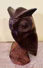 Vintage Hand Carved Wooden Horned Owl Figurine Folk Art Rustic Woodland Decor