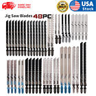 48 60pc Jig Saw Blades Set T-shank Assorted Kit Jigsaw Blades Metal Wood Plastic