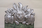 Vintage Arthur Court Green Marble Bunny Rabbit Cheese Cutting Board - 1986