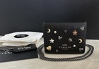 Nwt Coach Black Rivets Small Mini Wallet With Crossbody Chain Cc179