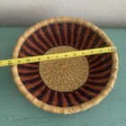 Handwoven African Basket Bowl Tray 12    Woven Raffia Grass Purple Pink Boho