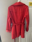 Guess Los Angeles Women   s Red Belted Lined Trench Coat Mid-length Button S