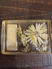 Vintage Mid Century Clear Resin Pressed Butterfly And Flower Thermometer
