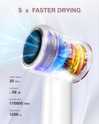 Hair Dryer  160000 Rpm Professional High Speed Ionic Blow Dryer 200 White