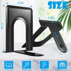 14 Piece Metal Bookends Set Heavy Duty Non Skid Black Book Stops For Shelves