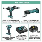 Makita 18v Lxt Multi-tool W  Hammer Drill Driver   Impact Driver Kit Bundle New