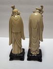 Vintage Antique Hand Carved Chinese Asian Pair Couple Statue Figures Unique Rare