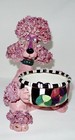 11 5    Swak Lynda Corneille Sasha Dog Dish Pink Poodle Porcelain Spaghetti Exc  