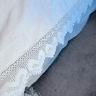 Vtg White Cotton Heavy Bedspread W Lace Cottage Core Farmhouse 82  X 100 