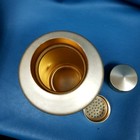 Vtg Mirro Gold Tone Aluminum Drink Cocktail Shaker W Strainer Barware