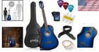 38-inch Blue Beginner Acoustic Guitar Starter Kit W gig Bag   Accessories