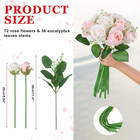 108 Pcs Artificial Rose Flowers Bulk Fake Silk Roses Bouquet With Stem Plastic R