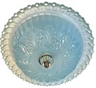 Antique 1930s 1940s Art Deco Nouveau Blue Fern Leaf Glass Ceiling Light Fixture