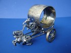 Antique Silver Plate Figural Horse Drawn Carriage Floral Napkin Ring Holder  214
