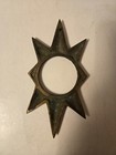 Vtg Mid Century Modern Brass Starburst Door Knob Back Plate Escutcheon Patina