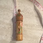 Wood Hand-painted Floral Perfume Bottle Brown W  Cap   Glass Vial Insert