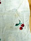 Vintage 1950s Startex Dish Towel Cherries Fruit Print Red Border Poor Condition 