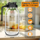 64oz Glass Pitcher With Lid  2 Quart Mason Jar Pitcher With Lid And Spout  Wide