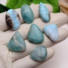 Set Of 7 Pcs Natural Larimar 22mm-27mm Cabochon Untreated Loose Gemstones Lot