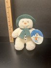 Vtg Sitting Eden The Snowman Plush Green Hat Scarf Stuffed Toy 8    1987 W  Tag