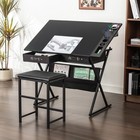 Adjustable Drafting Table With 2 Drawers Storage And Pen Holder Art Drawing Desk