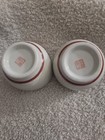 A Pair Of Mid-century Japanese Porcelain Sake Cups With Hand-painted Designs 