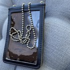  Leather Recessed 7 Point Star Badge   Id Holder Neck Case With Ball Chain