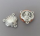 3 Pc Shell St  Saint James Rosary Centers Italy Baptism Centerpiece T119 Silver