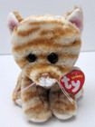 Ty Beanie Baby Cleo The Orange Tabby Cat 6  15cm Rare Mwmt New   1 Free Ty Card