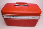 Vintage Red Samsonite Silhouette Vanity Train Luggage Cosmetic Case