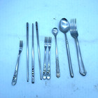 Mixed Stainless Silverware Lot Forks Spoons Chopsticks Assorted Patterns Vintage