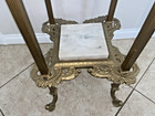 Vintage Victorian Baroque Brass   Italian Marble 2-tierd Plant Stand Side Table