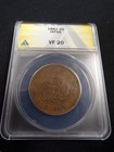1882 Japan 2 Sen Bronze Coin Anacs Graded Vf 20