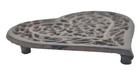 Decorative Cast Iron Trivet Ornate Floral Heart Flowers Hot Pad Kitchen 6 5  W