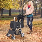Dog Cat Stroller Pet Stroller For Small Medium Dogs Cats W  4 Wheels Cup Holder 