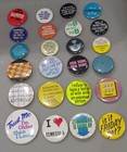 Lot Of 24 Vintage Pins Reflecting Slogans Thoughts To Words Sarcasm Feeling Fun