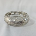 Antique Art Deco Vintage Glass Ashtray Sterling Silver Flower Floral Overlay 3   