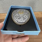 Nocona Belt Buckle Silver Tone Initial Letter C Floral Scrollwork Western New