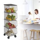 4tier Metal Wire Kitchen Organizer Storage Trolley Cart Rack Shelf Holder Basket