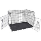 42  Dog Crate Kennel Folding Metal Pet Cage 2 Door With Tray Pan Black Durable
