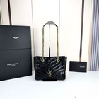 Women s Black Chevron Quilted Leather Tote Bag  Vintage Gold Chain Shoulder Bag