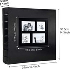 Photo Album 4x6 600 Photos Black Pages Large Capacity Leather Cover Wedding Fami