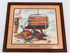 Vintage 1991 Gary Patterson The Lift Framed Skiing Art Print Winter Humor