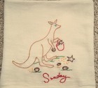 Vtg Flour Sack Tea kitchen Towels Hand Embroidered 5 Days Of Week - Kangaroos
