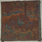 Vintage French 14x14 Duck Pond Waterfall Tapestry     Cotton Wall Hanging Art