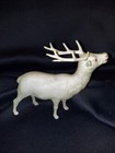 Vintage Japan Celluloid White Reindeer Buck Stag Deer Red Jewel Eyes