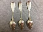Antique American Coin Silver John Hunter Albany Ny  Fiddleback Spoons Lot Of 3