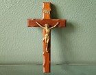 Vintage Catholic Crucifix Inri Christian Cross Metal Wood Wall Decor 12 75 X 6 5