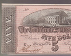 1864 Confederate States Of America  5 Five Dollar Civil War Note Obsolete Bill